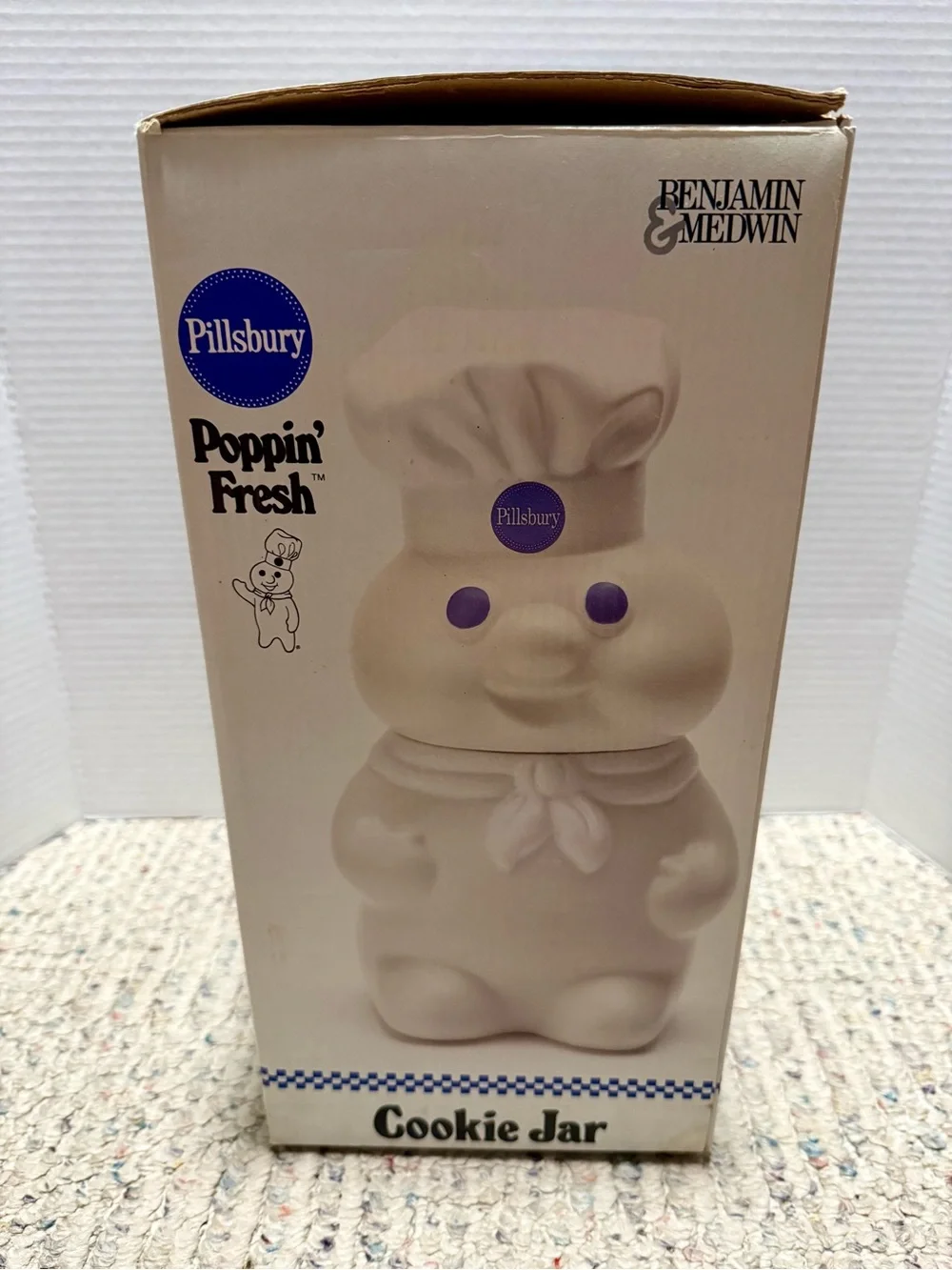 1988 Pillsbury Doughboy Cookie Jar Poppin' Fresh Benjamin & Medwin-NIB